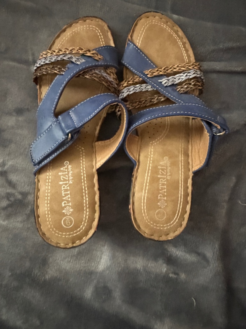 Patrizia Women's Blue Braided Strappy Wedge Sandals Size 9